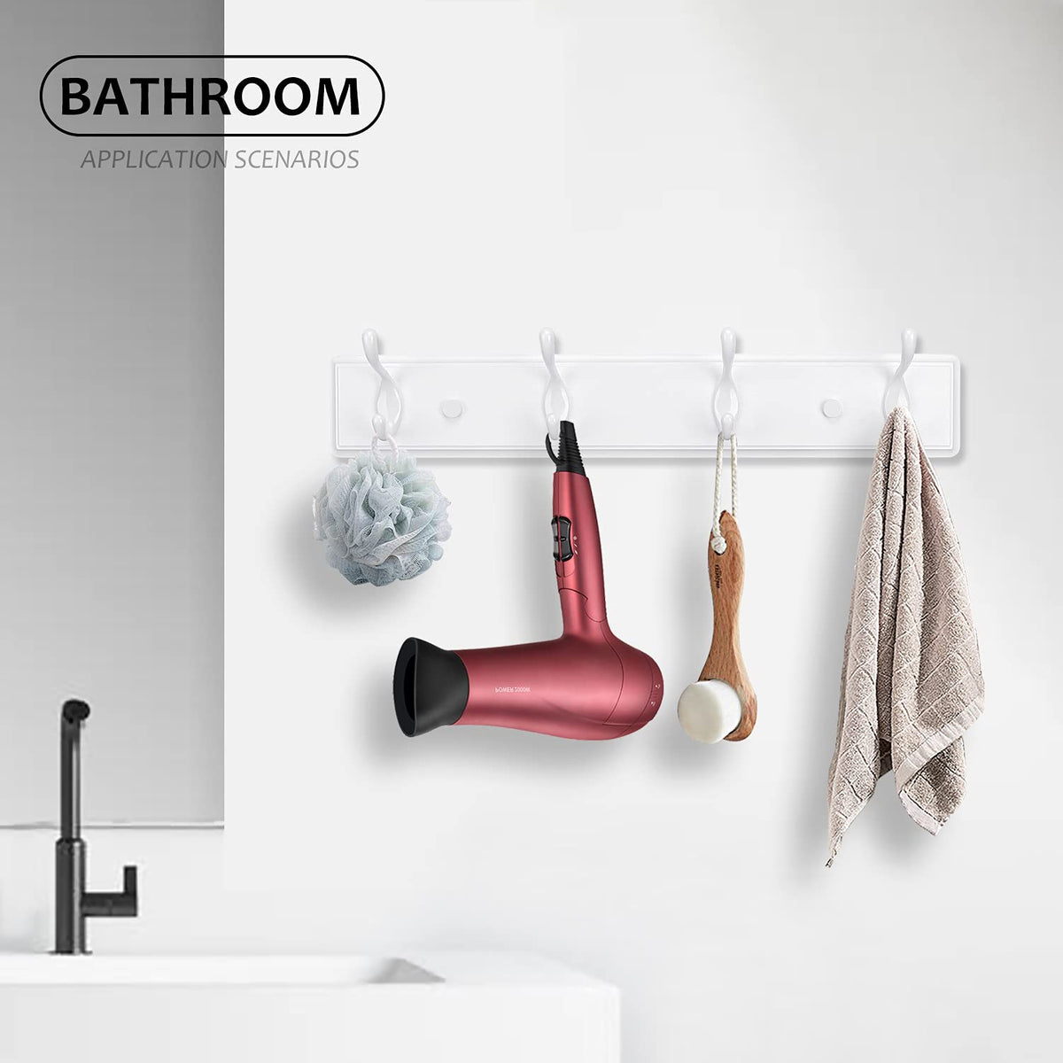 Badiano coat rack installation with pre-mounted hooks for quick mounting