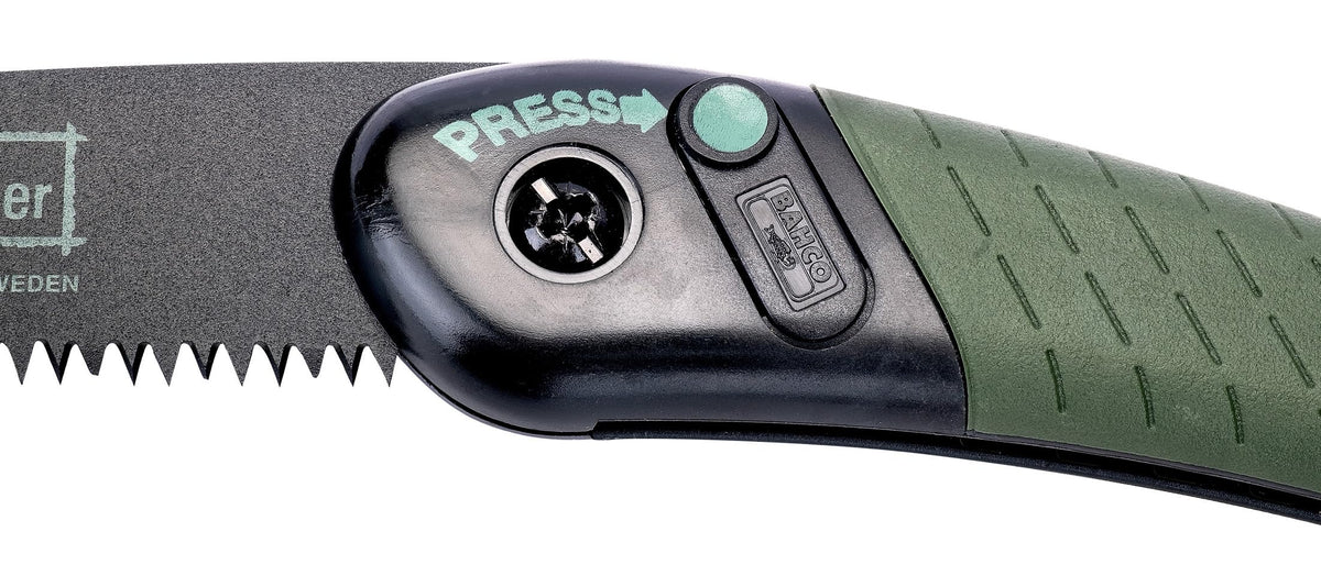 Bahco Laplander with rust-protected coating for smoother cuts in damp conditions.