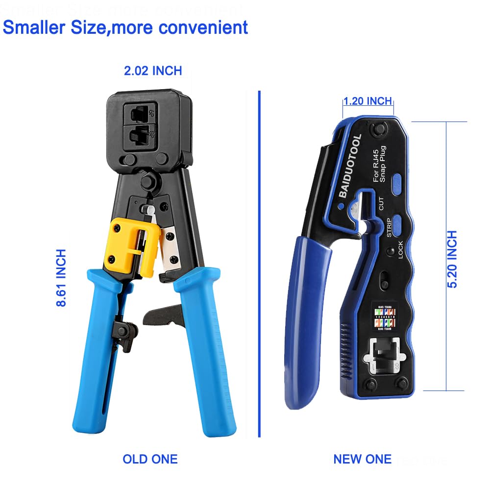 BAIDUOTOOL RJ45 tester included helps verify connections quickly; battery not included