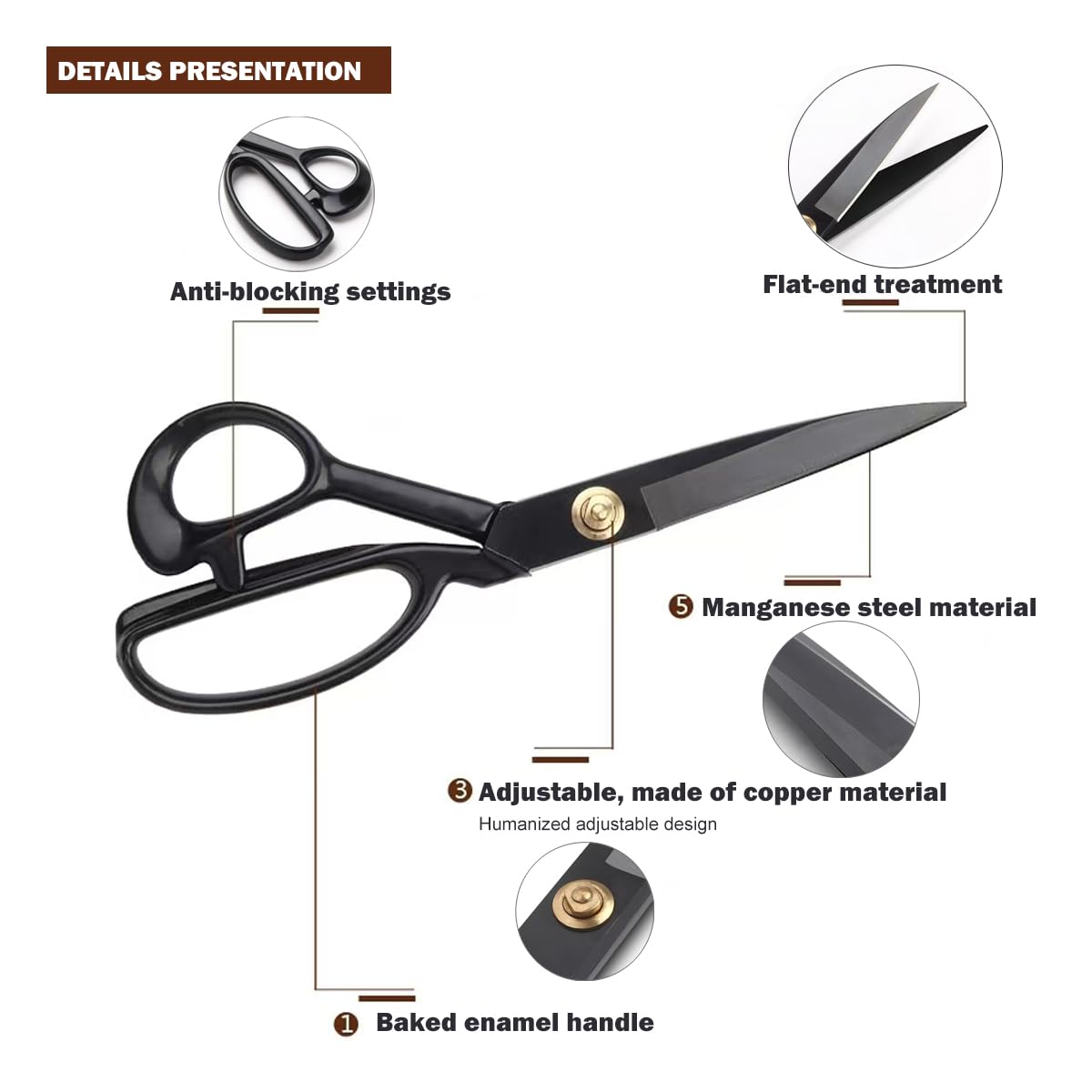 Baikaishuii 10-inch pro scissor comfortable grip reduces hand fatigue.