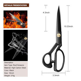 Baikaishuii 10-inch pro scissor cuts PVC, TPO, EPDM and fabrics precisely.