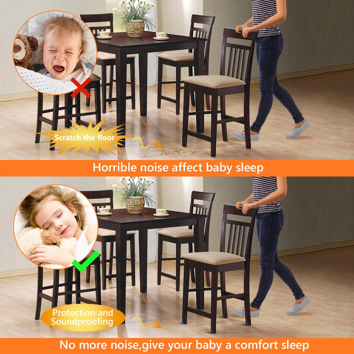 Baipok easy-install design fits legs without nails or glue.