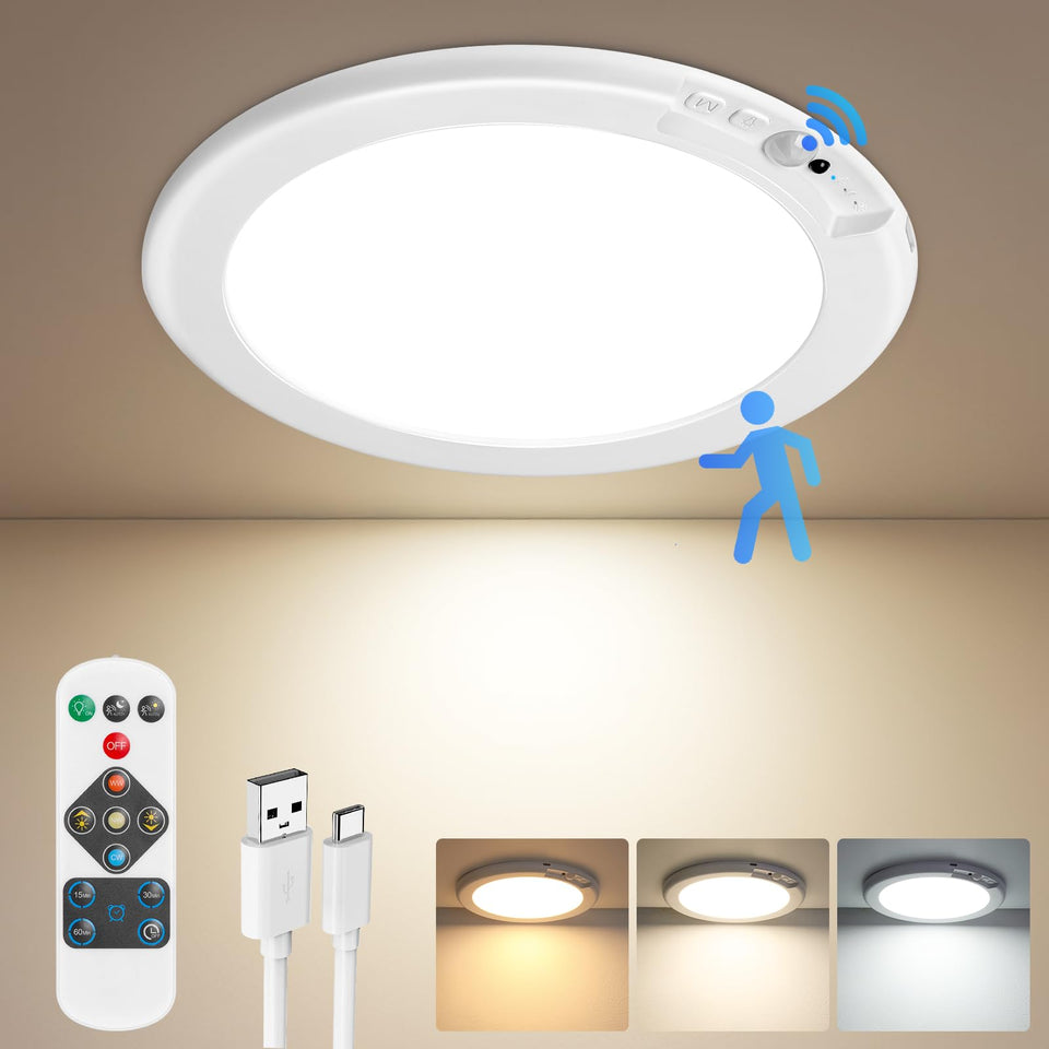 Bairth rechargeable ceiling light with remote for long-lasting power and simple control