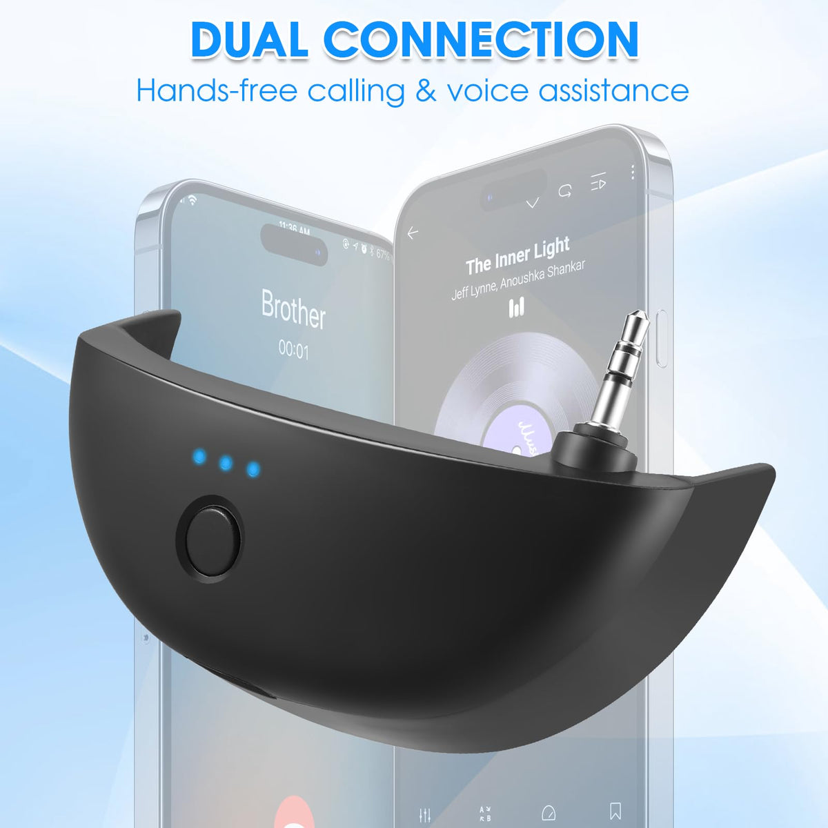 BAISHARK adapter shows 50 ft range for uninterrupted calls and music with Walker's earmuffs.
