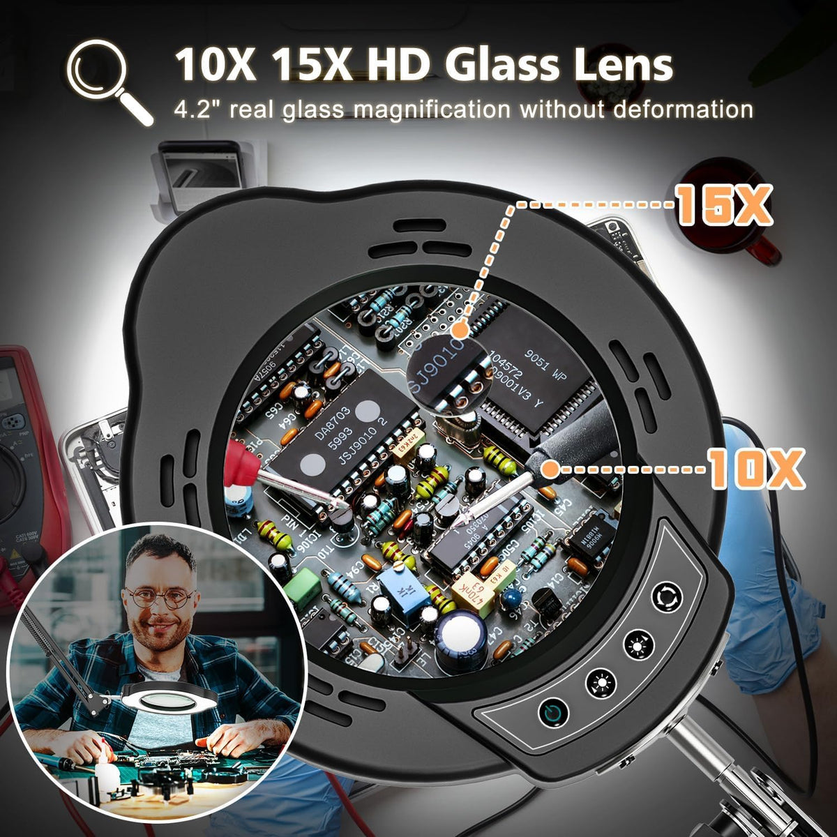 BAISHUN magnifier shows 84 LEDs for bright close-up tasks