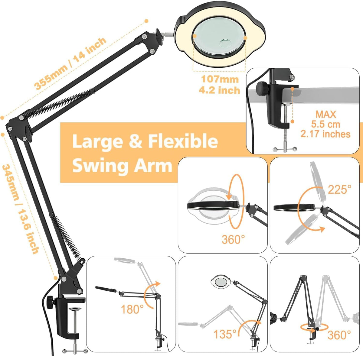 BAISHUN magnifying arm rotates for flexible positioning