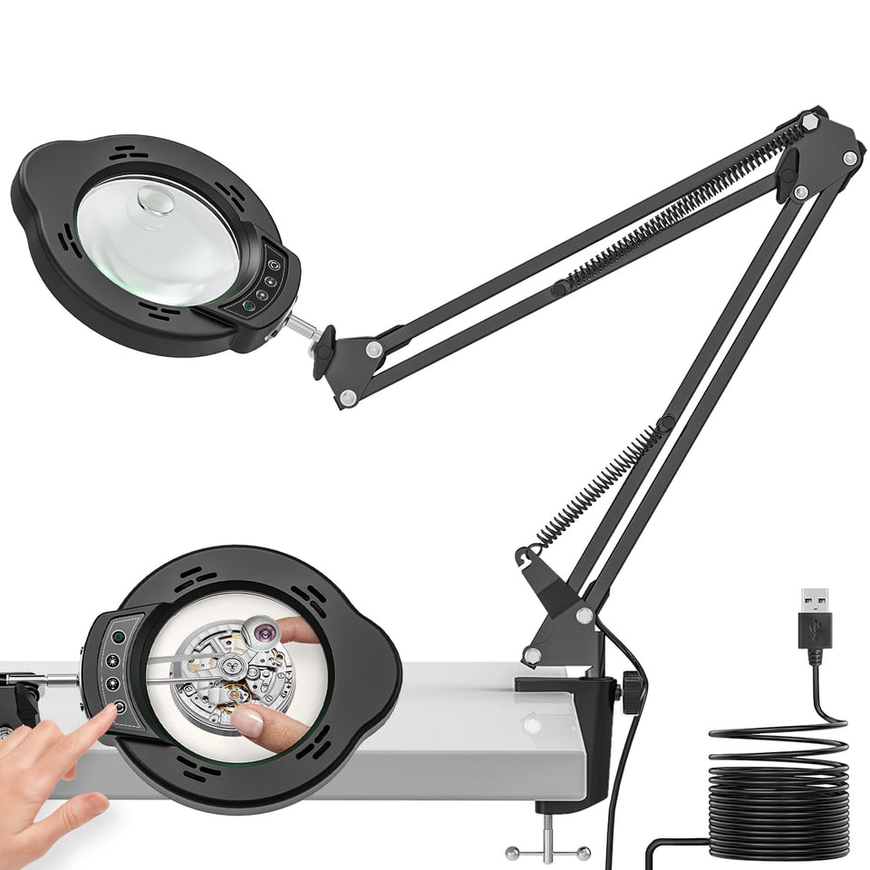 BAISHUN magnifying lamp with 15x/10x glass lens for precise detail work