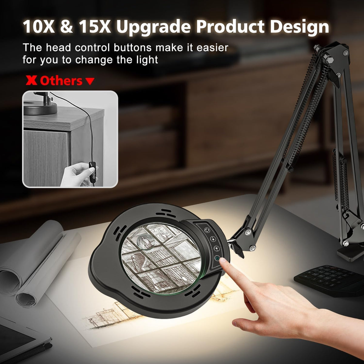 BAISHUN USB-powered magnifying lamp ready for laptop or power bank