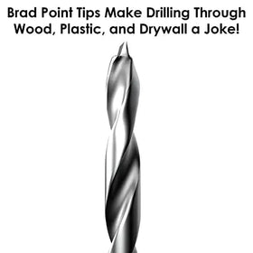 Baker and Bolt 10pc Brad Point Set with storage sleeve for organized projects.