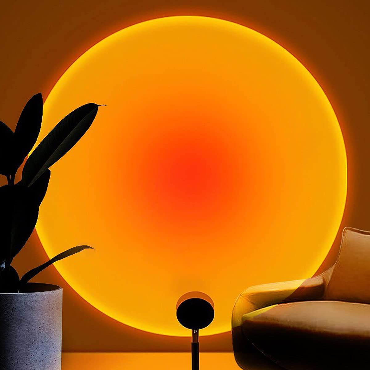 Balkwan Sunset Lamp projection-rotation casts colorful halos on walls for ambiance.