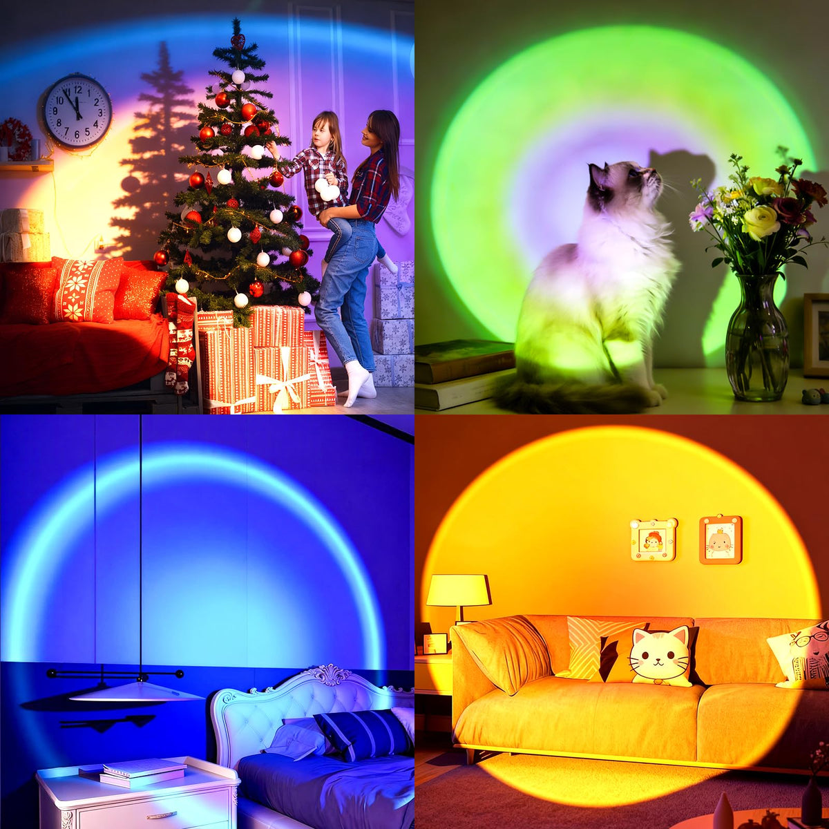 Balkwan Sunset Lamp rainbow display creates colorful wall effects.