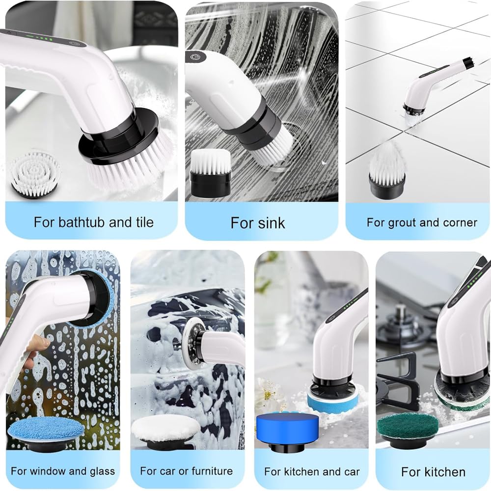 Bamifun Electric Spin Scrubber seven heads offer versatile cleaning options.