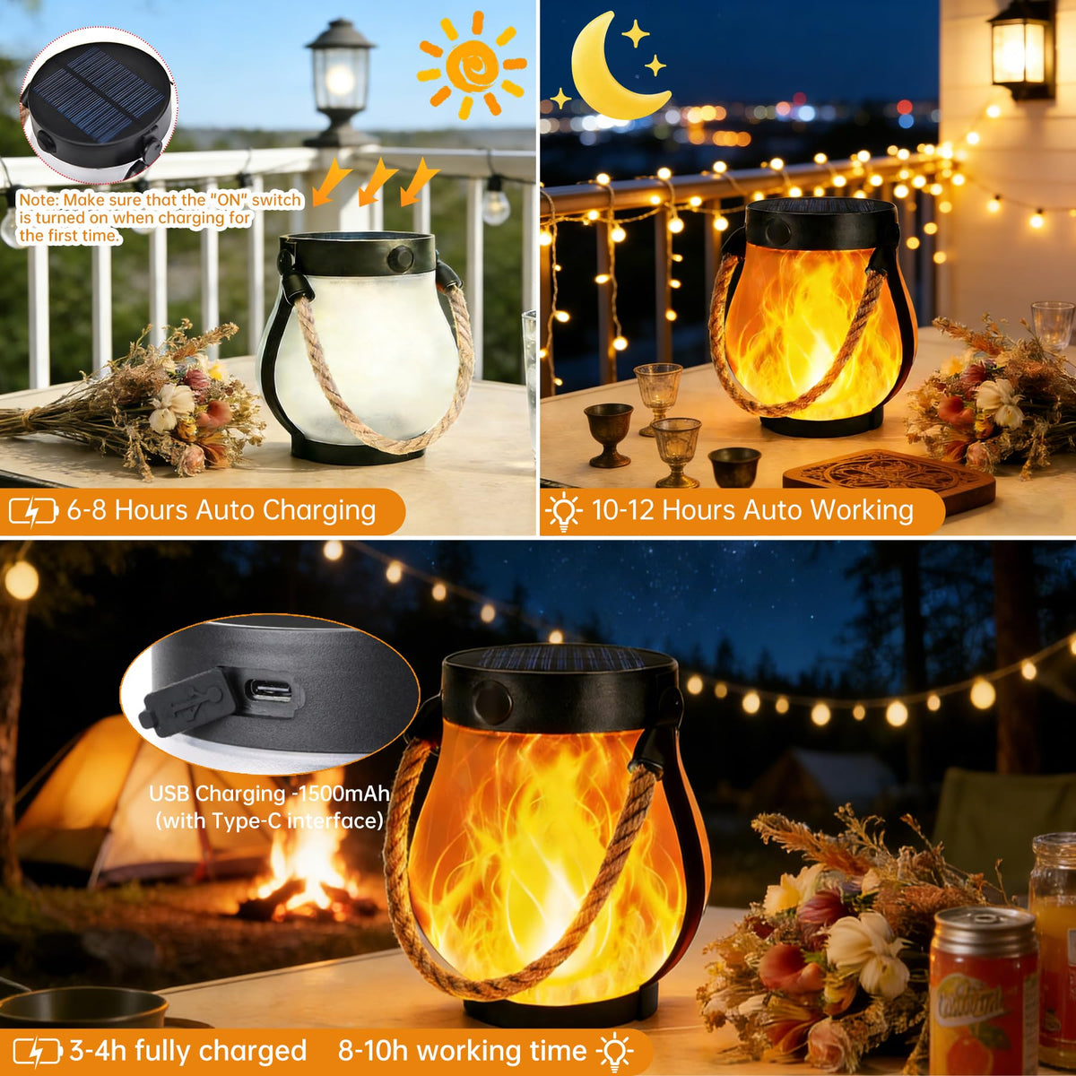 BANBANJO table-top lantern provides cozy, steady light for outdoor dining.