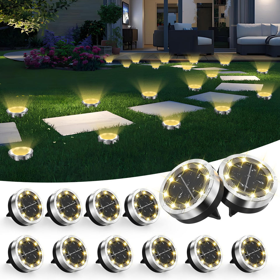 Banbanjo solar ground light with warm-white LEDs for safe garden path illumination.