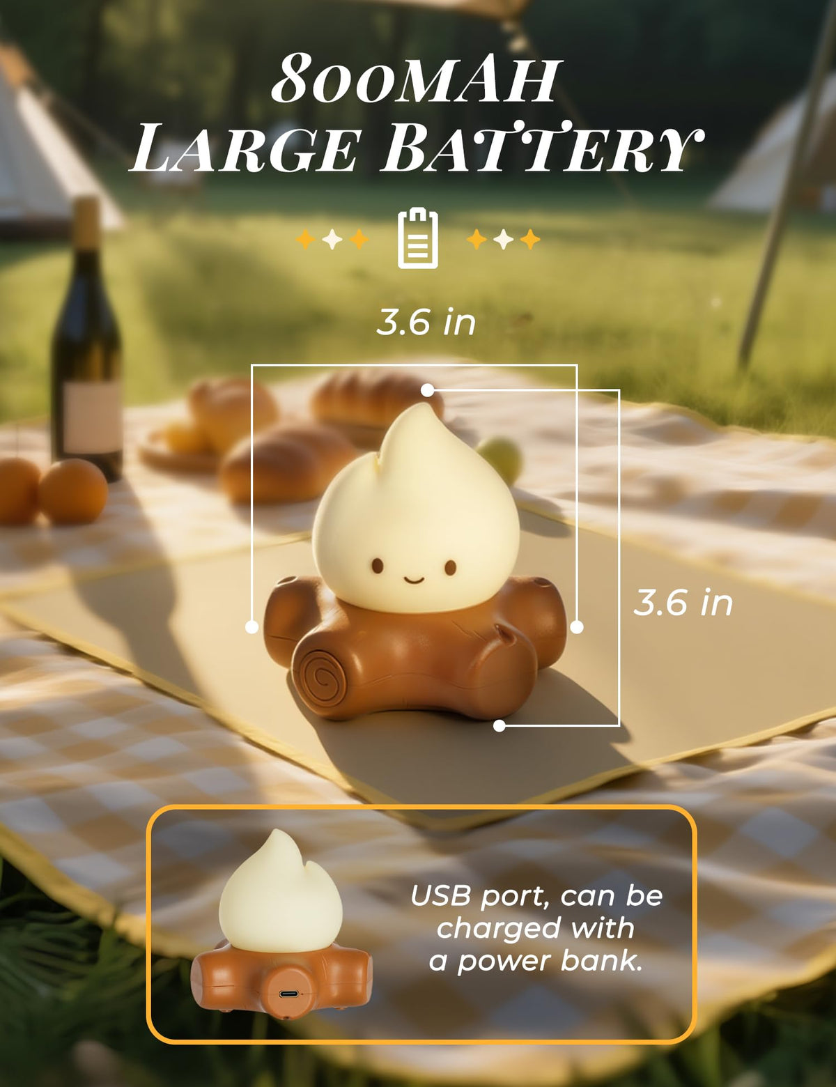 BANDIANCY rechargeable bedside light via USB for cord-free use