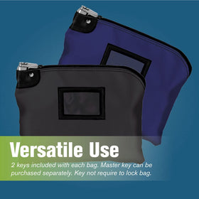 BankSupplies deposit bag features curved Talon zipper for quick access.