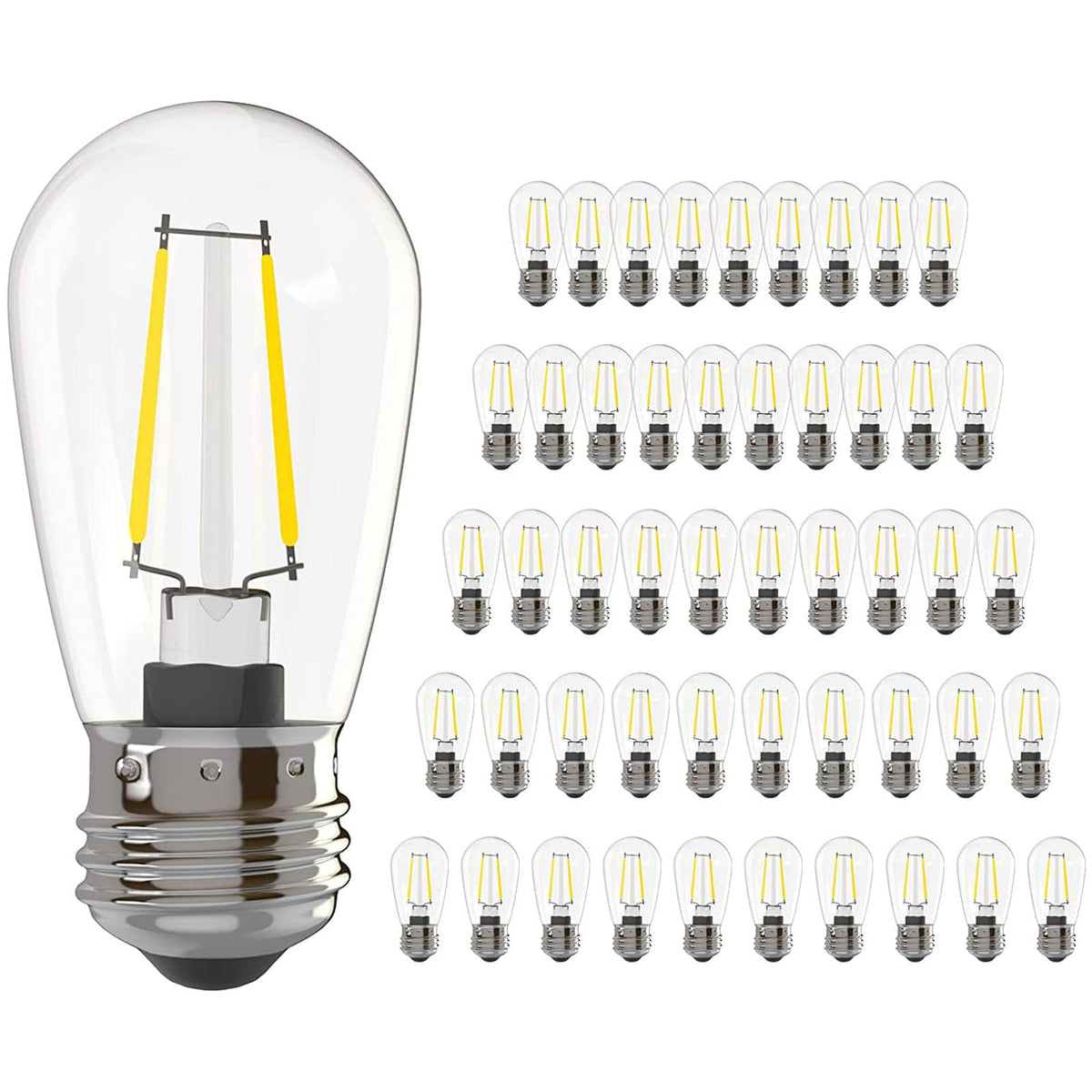 Banord S14 LED bulbs 50-pack for outdoor string lights conserve energy.
