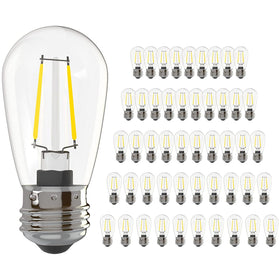 Banord S14 LED bulbs 50-pack for outdoor string lights conserve energy.