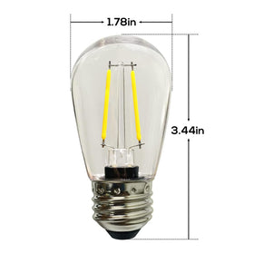 Banord S14 2700K warm white plastic bulbs create cozy outdoor ambience.