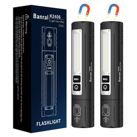 Banral K2406 flashlight beam range up to 1000 meters for long-range visibility.