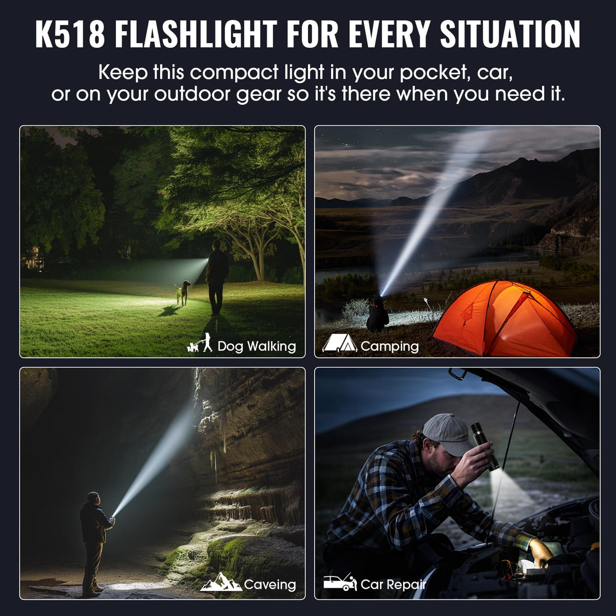 Banral K518 500-meter-beam delivers extended reach for camping and search tasks.