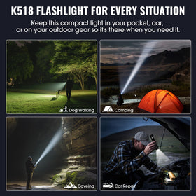Banral K518 500-meter-beam delivers extended reach for camping and search tasks.