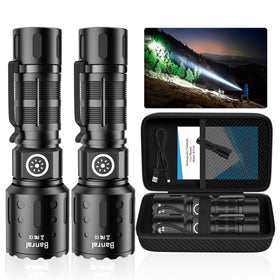 Banral rechargeable flashlight with ultra-bright beam for long-range visibility up to 1000 meters.