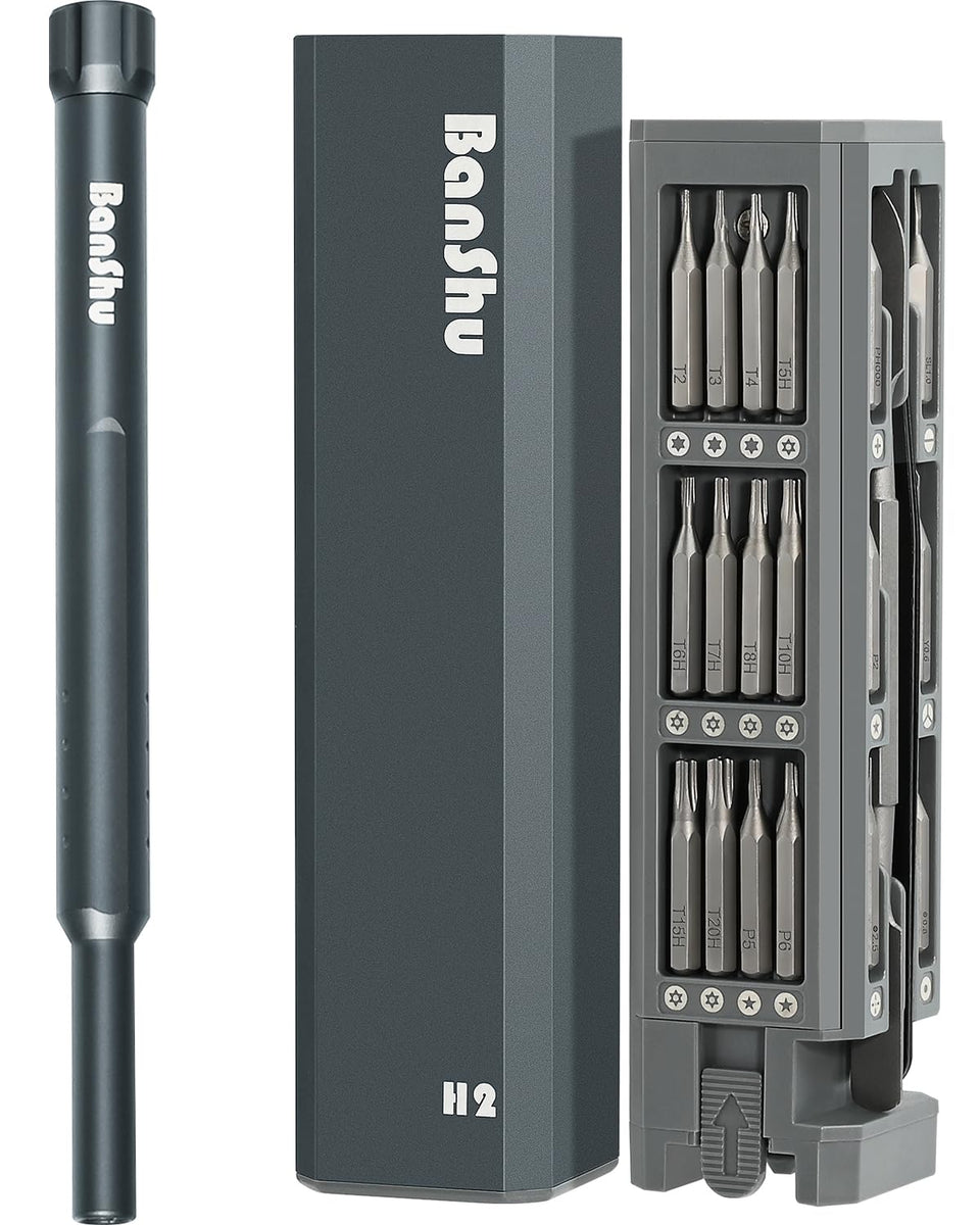 Banshu 46-in-1 mini screwdriver set with magnetic case for organized on-the-go electronics repair.