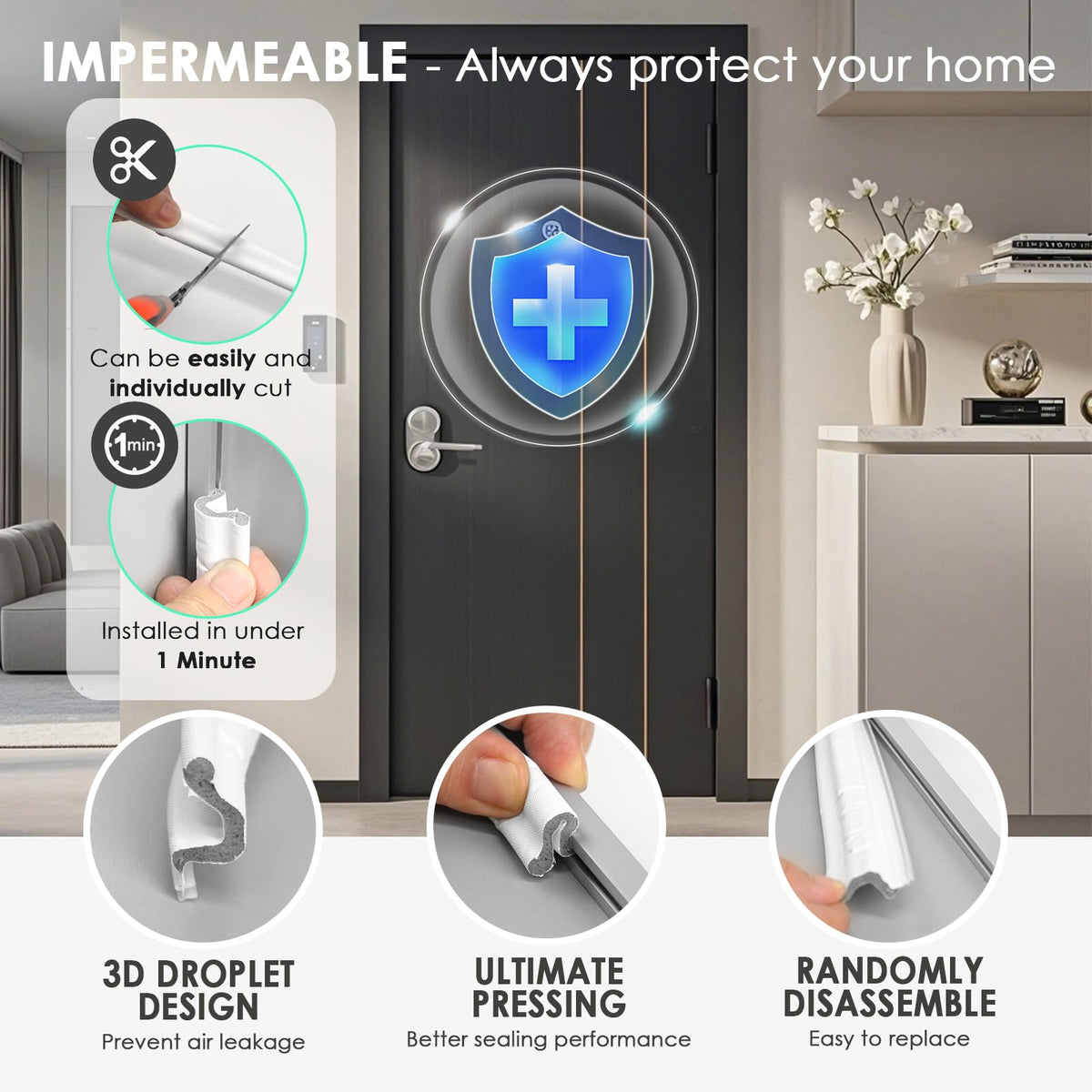 Bantie four free gaskets included for cushioning and better door fit