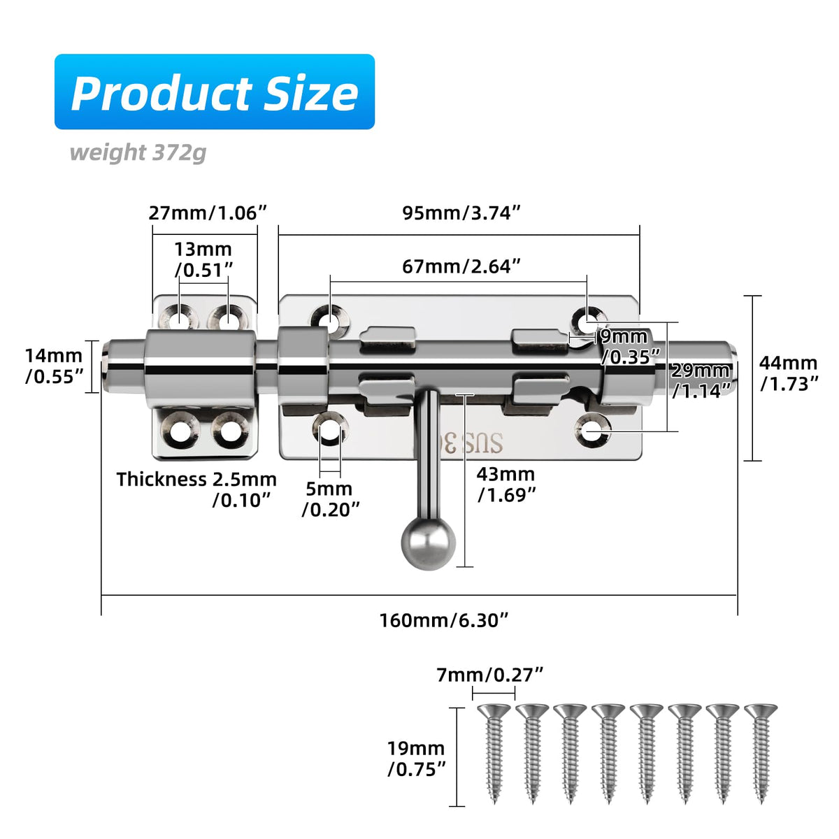 BAO YI LAI heavy-duty gate latch with robust stainless steel construction