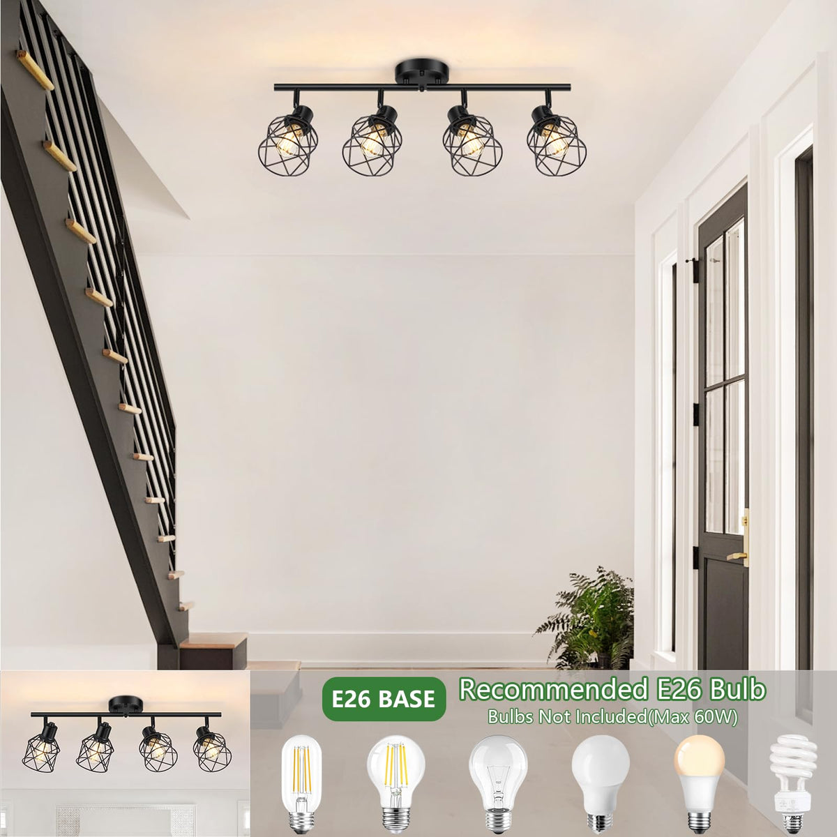 Baocuz 4-Lights hardwired install offers a clean ceiling look