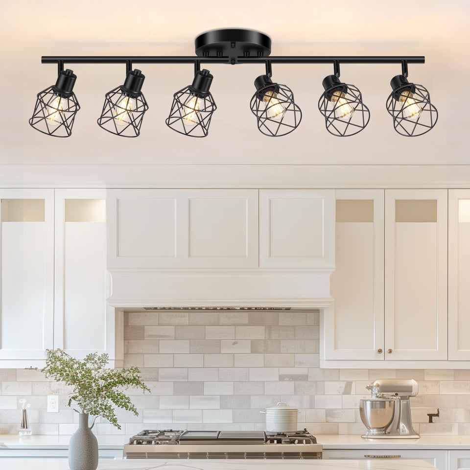 Baocuz 6-lights black semi-flush fixture with adjustable arms for versatile room lighting.