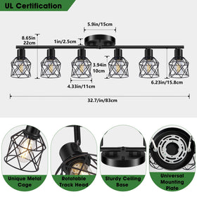 Baocuz multi-directional ceiling light heads with wire cages for targeted ambiance.