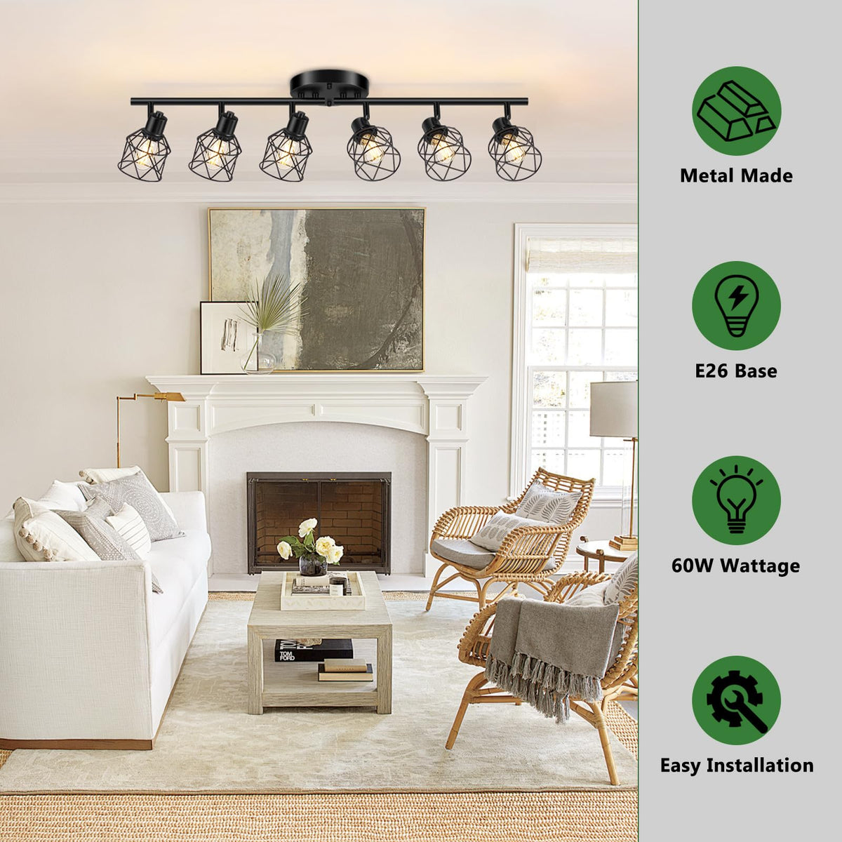 Baocuz rotatable 6-head kitchen lighting for focused task lighting.
