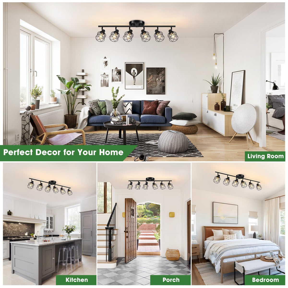 Baocuz six-light fixture suitable for living rooms, dining areas, foyers.