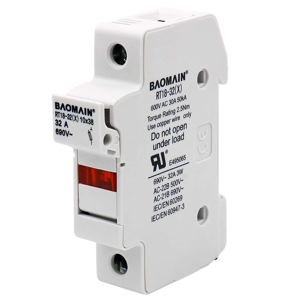 Baomain RT18-32(X) 1P with clear load warning and secure wire connections.