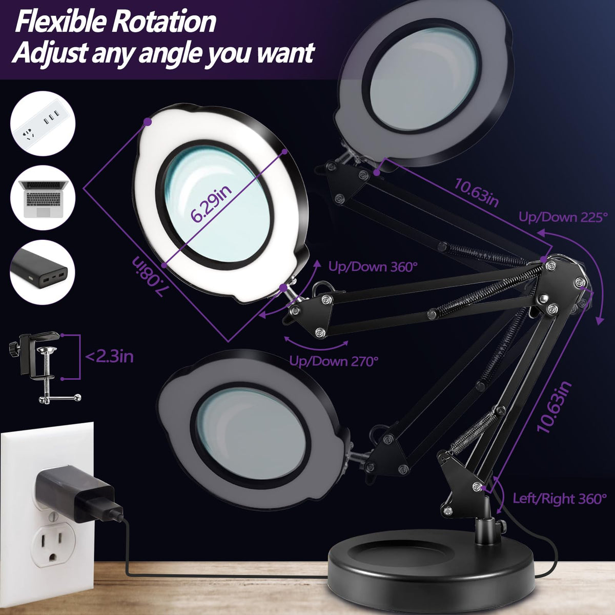 Simple clamp installation fits most tables without tools.