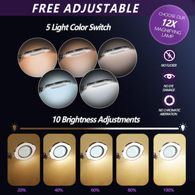 Ten brightness levels optimize lighting for various tasks.