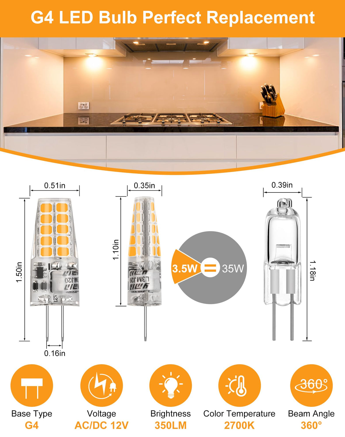 BAOMING G4 LED bulb installed in a living room ceiling light delivering flicker-free color.