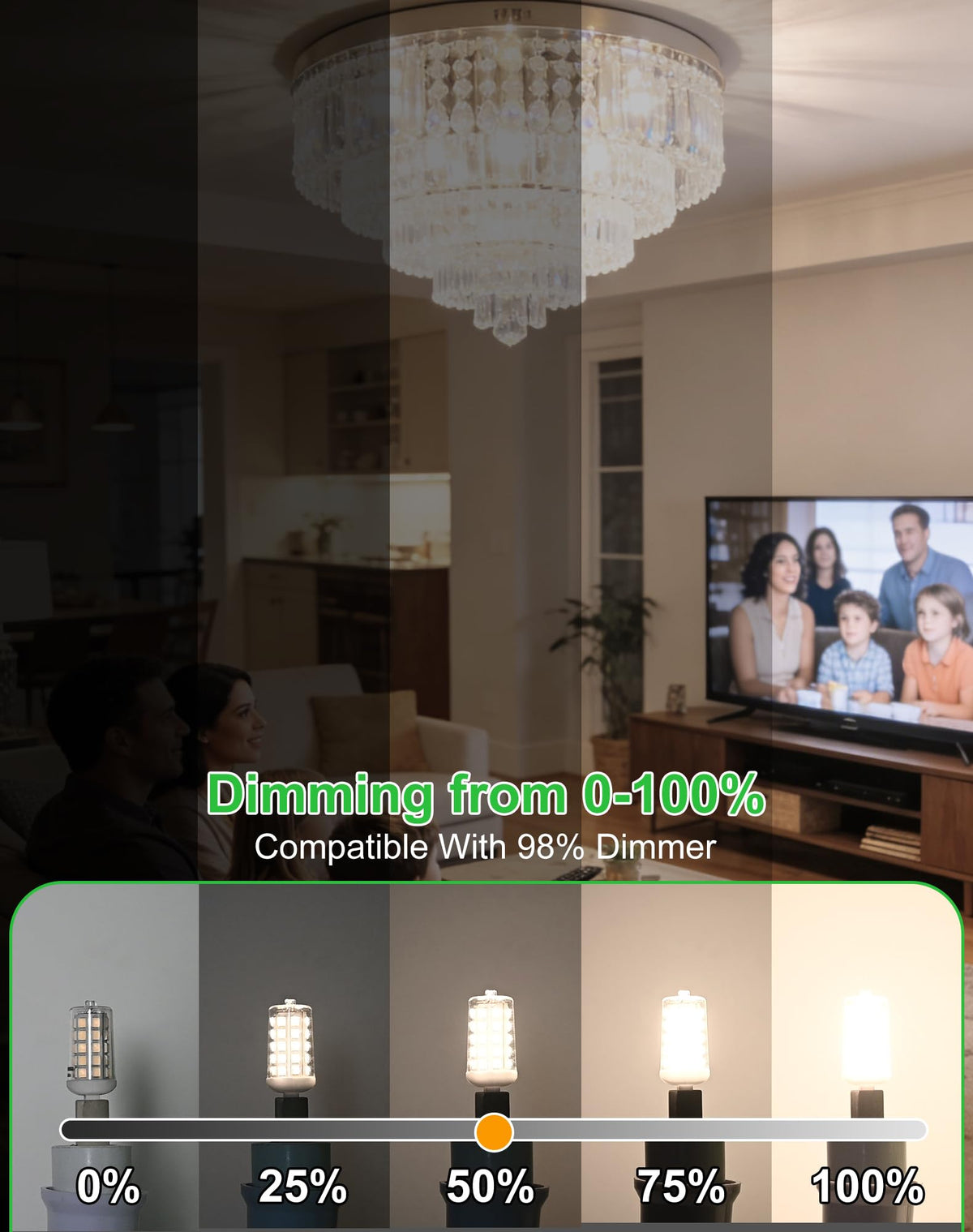 BAOMING G9 bulb mounted in kitchen counter task lighting.