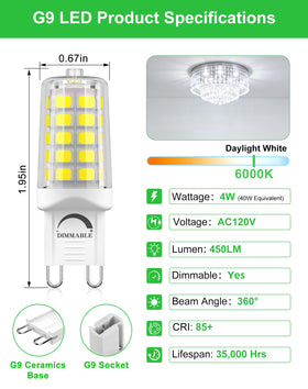 BAOMING G9 LED bulb 6000K cool white glow enhances night visibility.