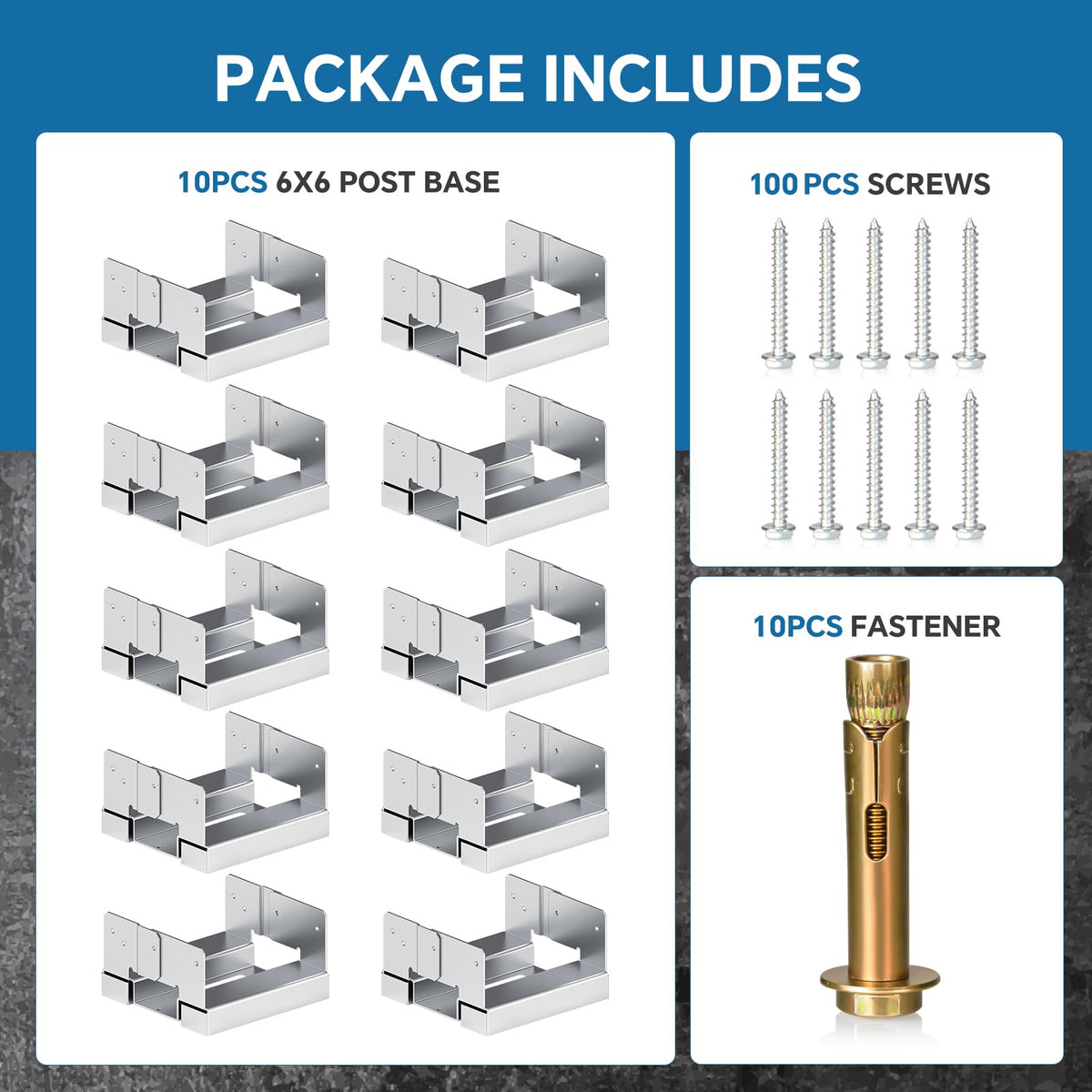 BaoNeedy post base with 1 inch standoff elevates wood posts.