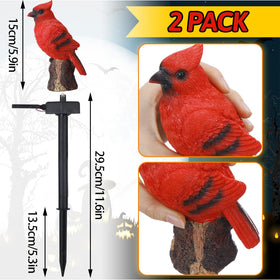 Baquler cardinal solar light red bird detail showing resin finish