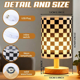 Baquler checkered lamp shade softens light for reading and relaxation