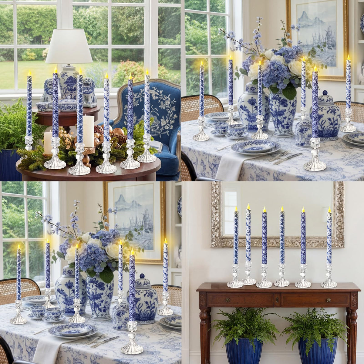 Baquler mantel decor flameless candles add subtle, cozy glow.