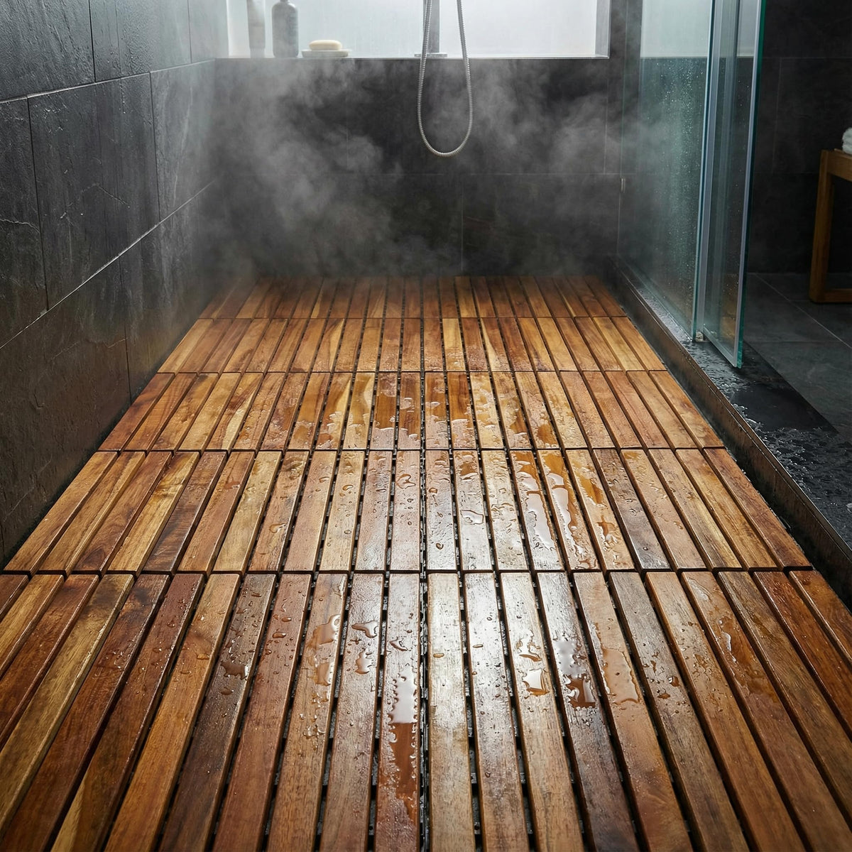 Bare Decor interlocking system rests on a durable plastic base for stability.