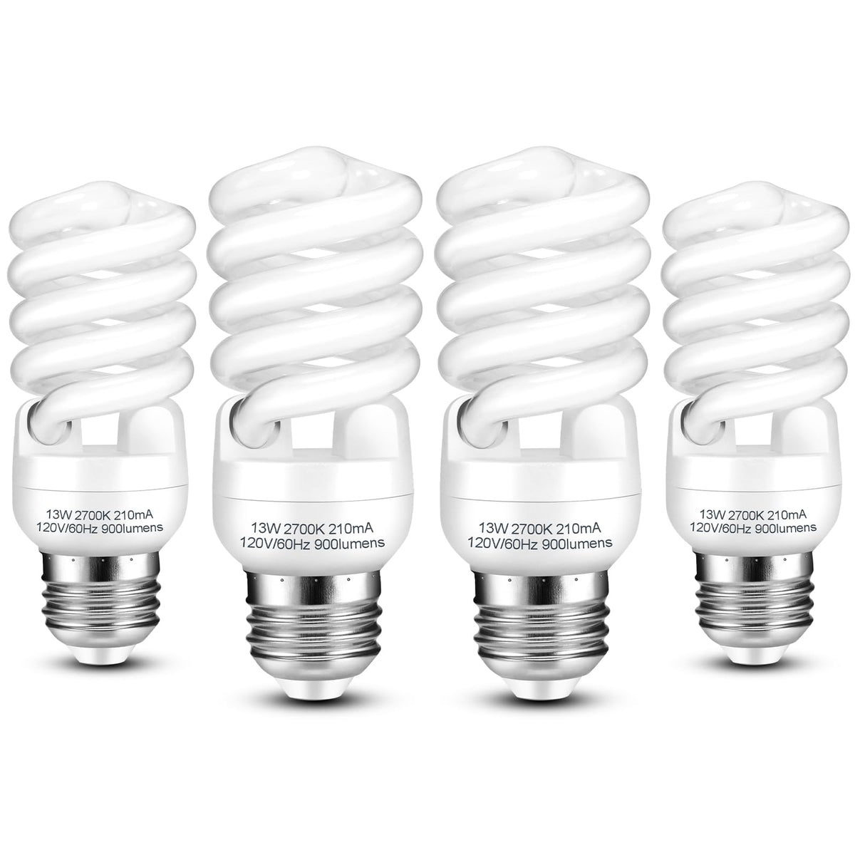 Barfelty E26 CFL bulb spiral front view for easy lamp compatibility