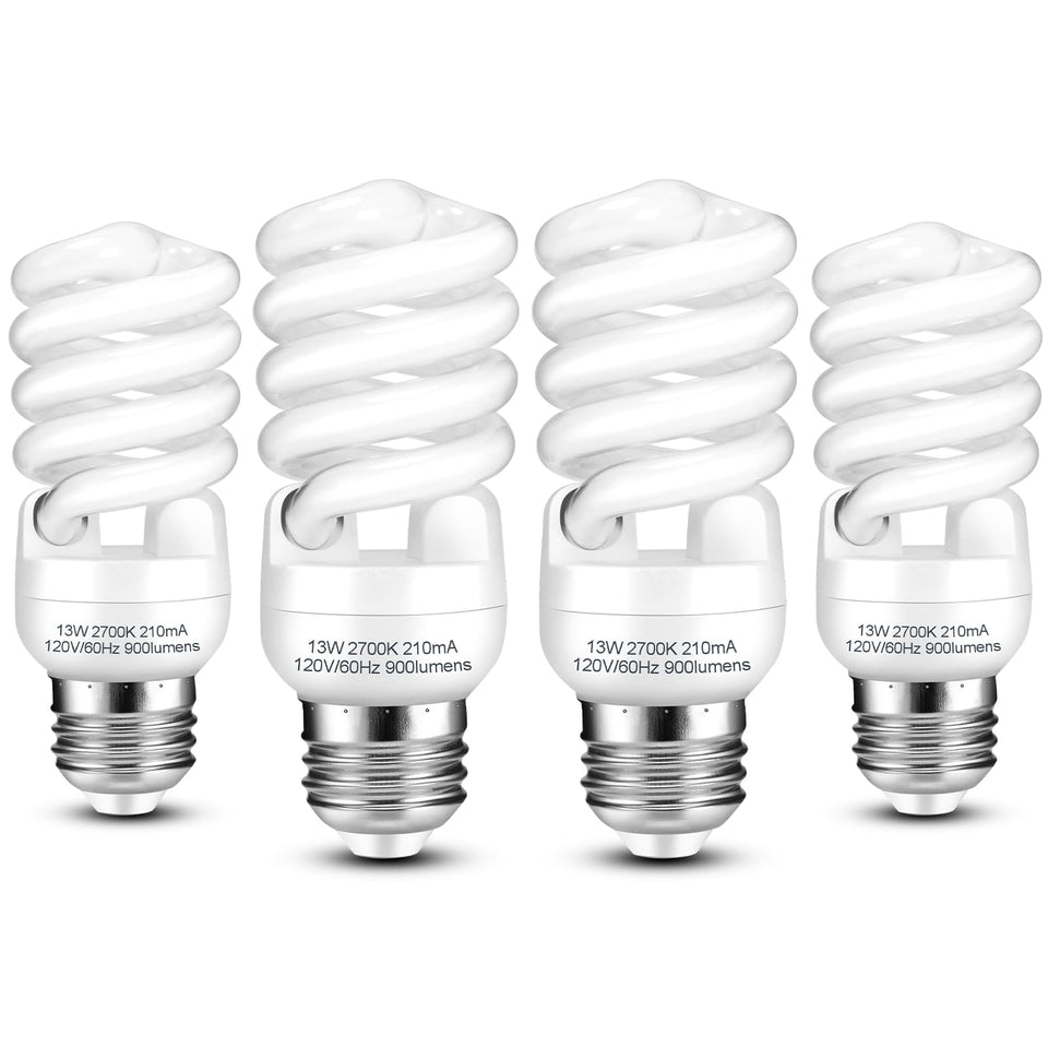 Barfelty E26 CFL bulb spiral front view for easy lamp compatibility