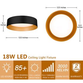 Bargeni flush mount light side profile showing slim, flush ceiling design.