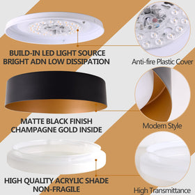 Bargeni LED ceiling light in 12.5 inches provides a warm 3000K glow.
